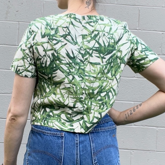 Massimo Dutti Linen Botanical Cropped Tee - Picture 5 of 13